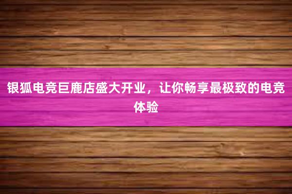 银狐电竞巨鹿店盛大开业，让你畅享最极致的电竞体验